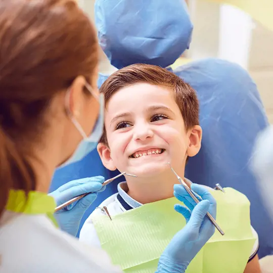 A little boy at the dentist