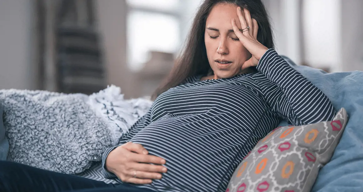 Frustrated pregnant woman
