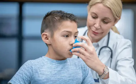 A boy is doing a test