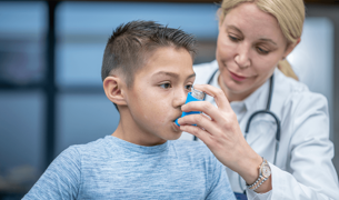 A boy is doing a test