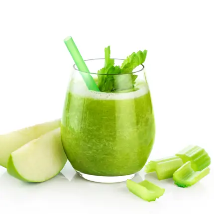 a green apple and celery shake as part of a healthy lifestyle