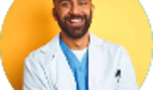 רופא ילדים אונליין עם רקע צהוב